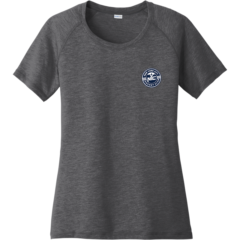 NYC Hockey Club Ladies PosiCharge Tri-Blend Wicking Scoop Neck Raglan Tee